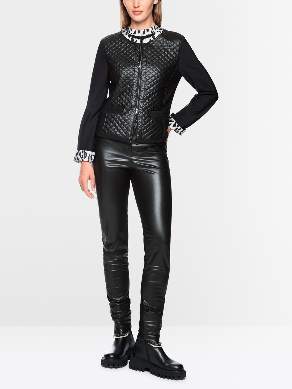 Marc Cain Sofia Faux Leather Front & Stretch Knit Back Moto Leggings
